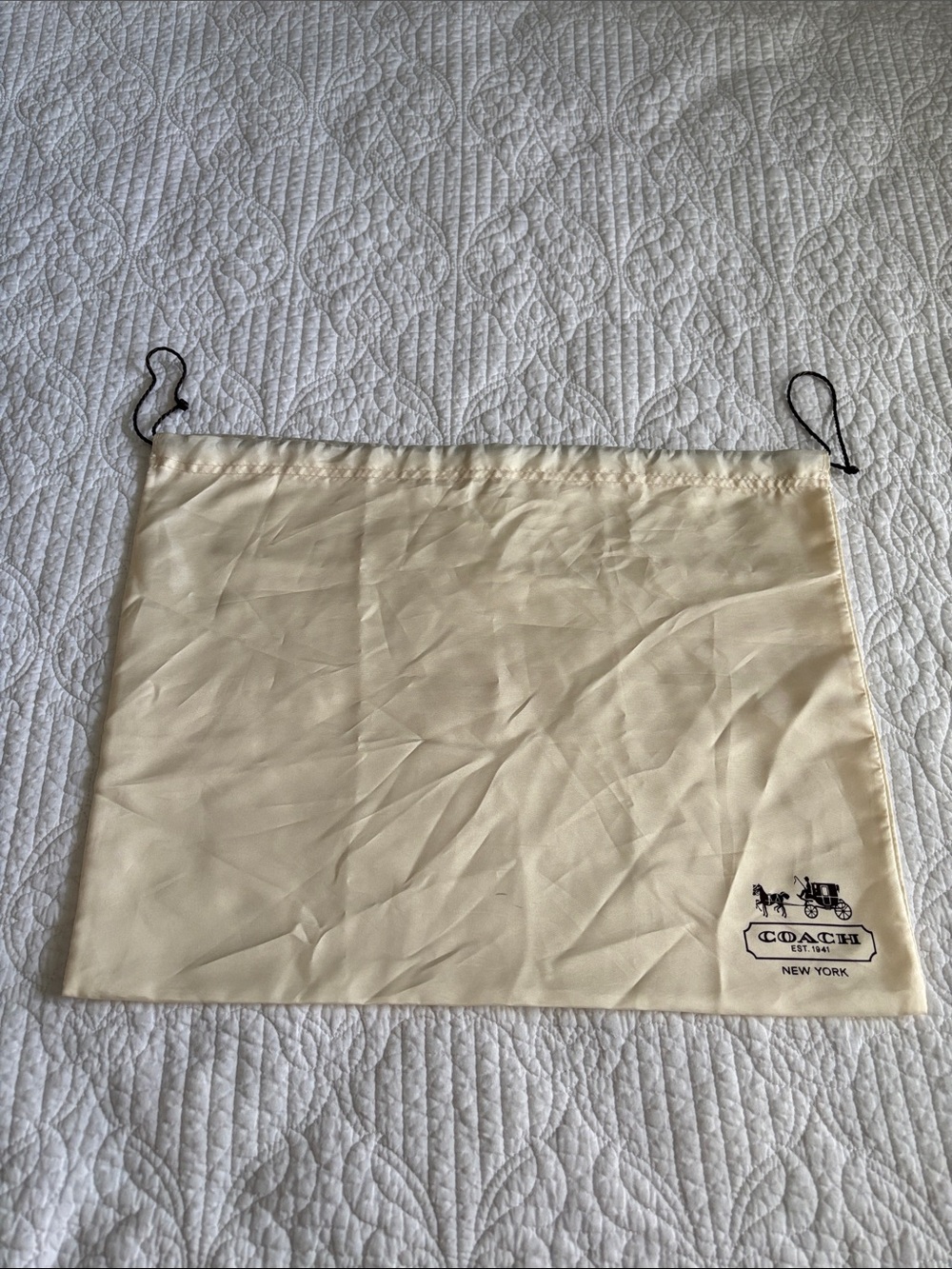 Coach Cream Drawstring Logo Dust Bag with Brown Cord - Picture 1 of 7